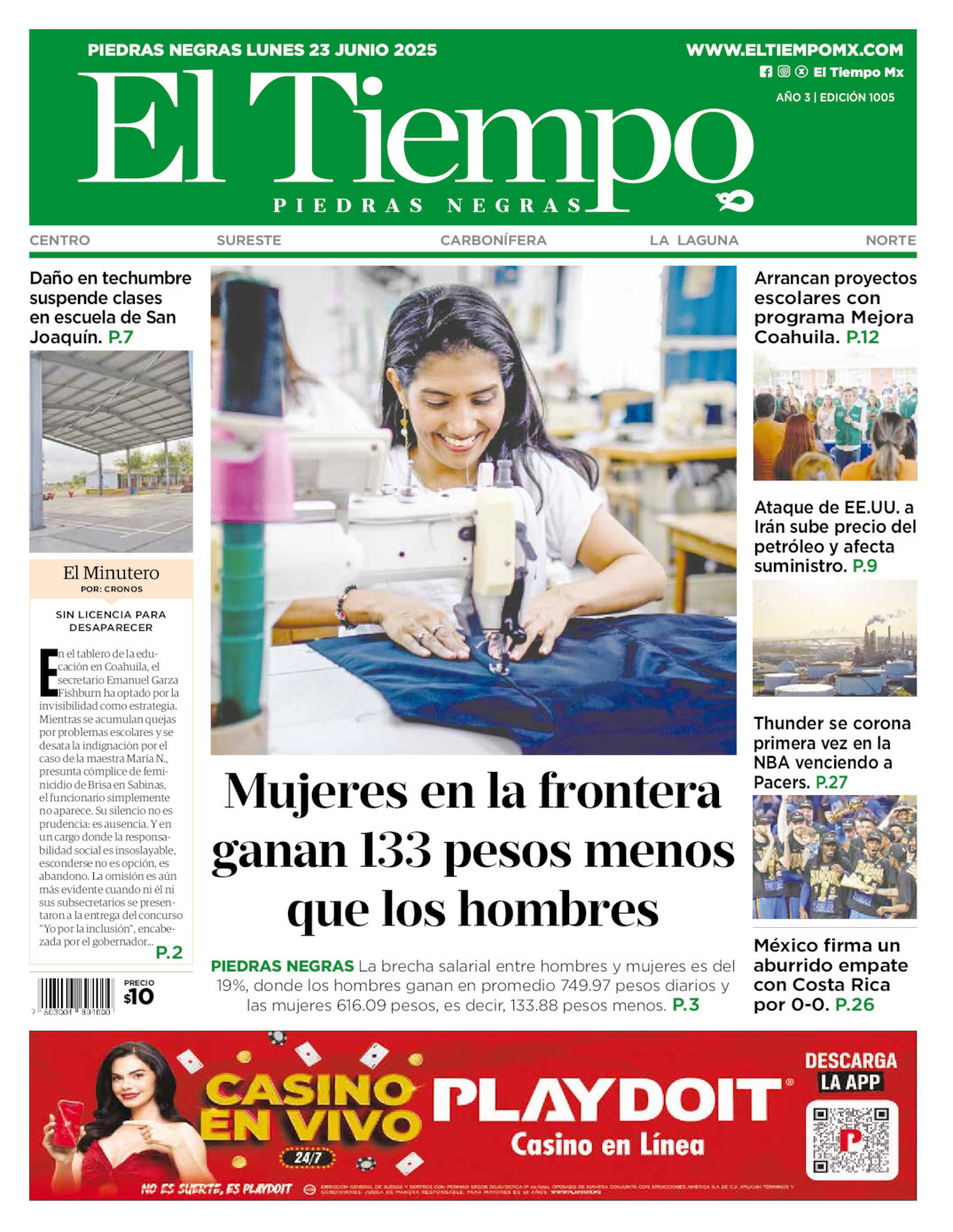 El Tiempo Piedras Negras, edición del lunes 23 de junio de 2025 El Tiempo Piedras Negras, edición del lunes 23 de junio de 2025