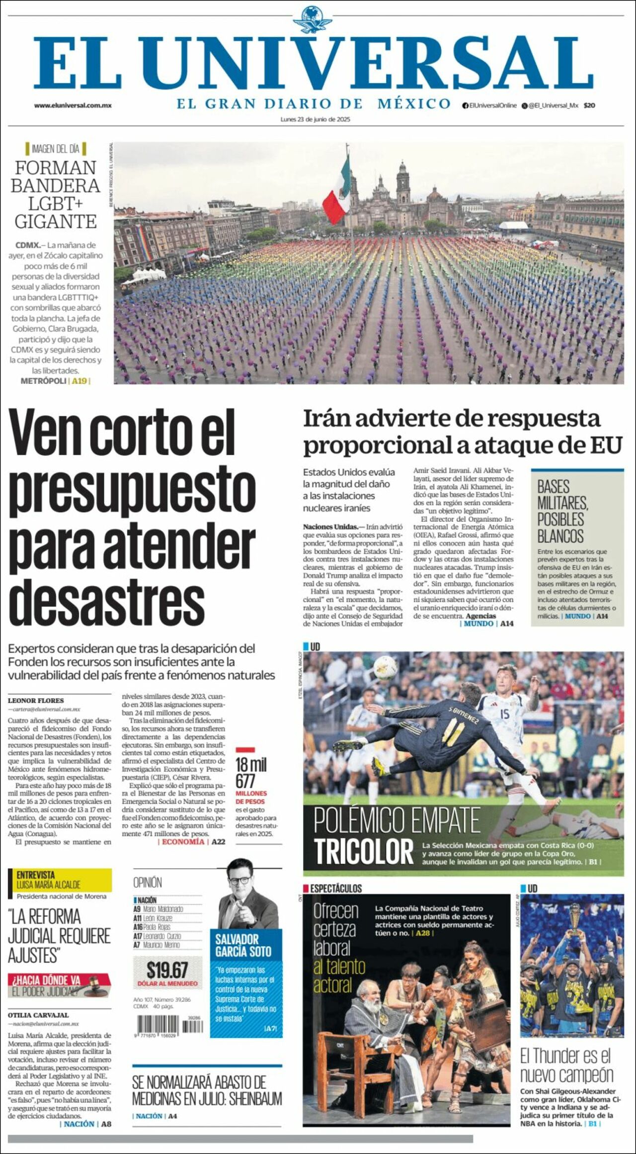 El Universal, edición del lunes 23 de junio de 2025 El Universal, edición del lunes 23 de junio de 2025