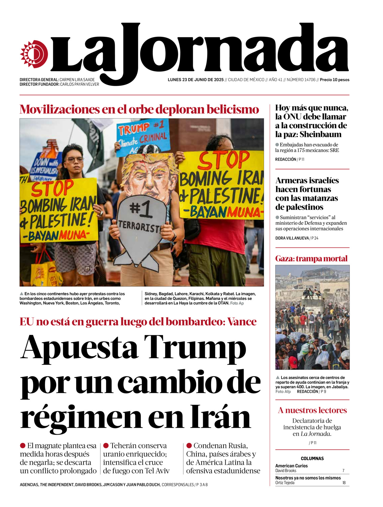 La Jornada, edición del lunes 23 de junio de 2025 La Jornada, edición del lunes 23 de junio de 2025