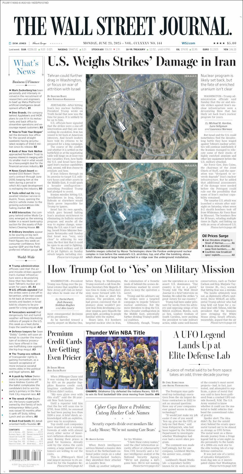 The Wall Street Journal, edición del lunes 23 de junio de 2025 The Wall Street Journal, edición del lunes 23 de junio de 2025