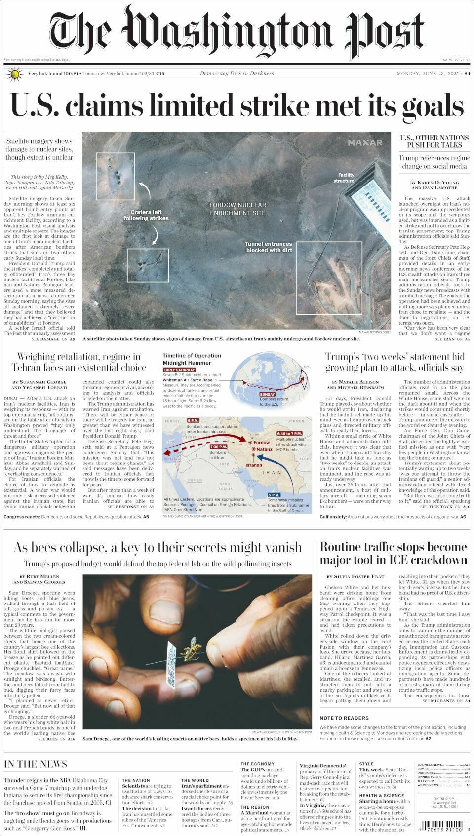 The Washington Post, edición del lunes 23 de junio de 2025 The Washington Post, edición del lunes 23 de junio de 2025