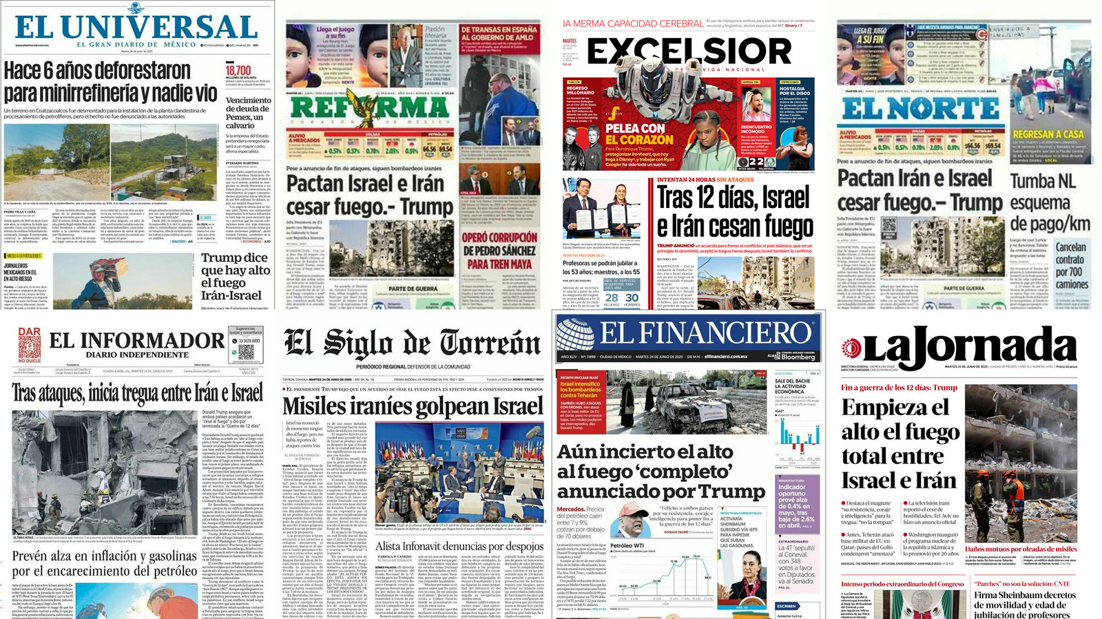 Portadas de periódicos impresos más importantes de México hoy