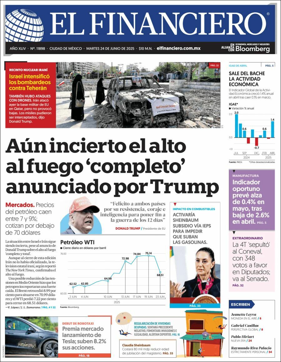El Financiero, edición del martes 24 de junio de 2025 El Financiero, edición del martes 24 de junio de 2025