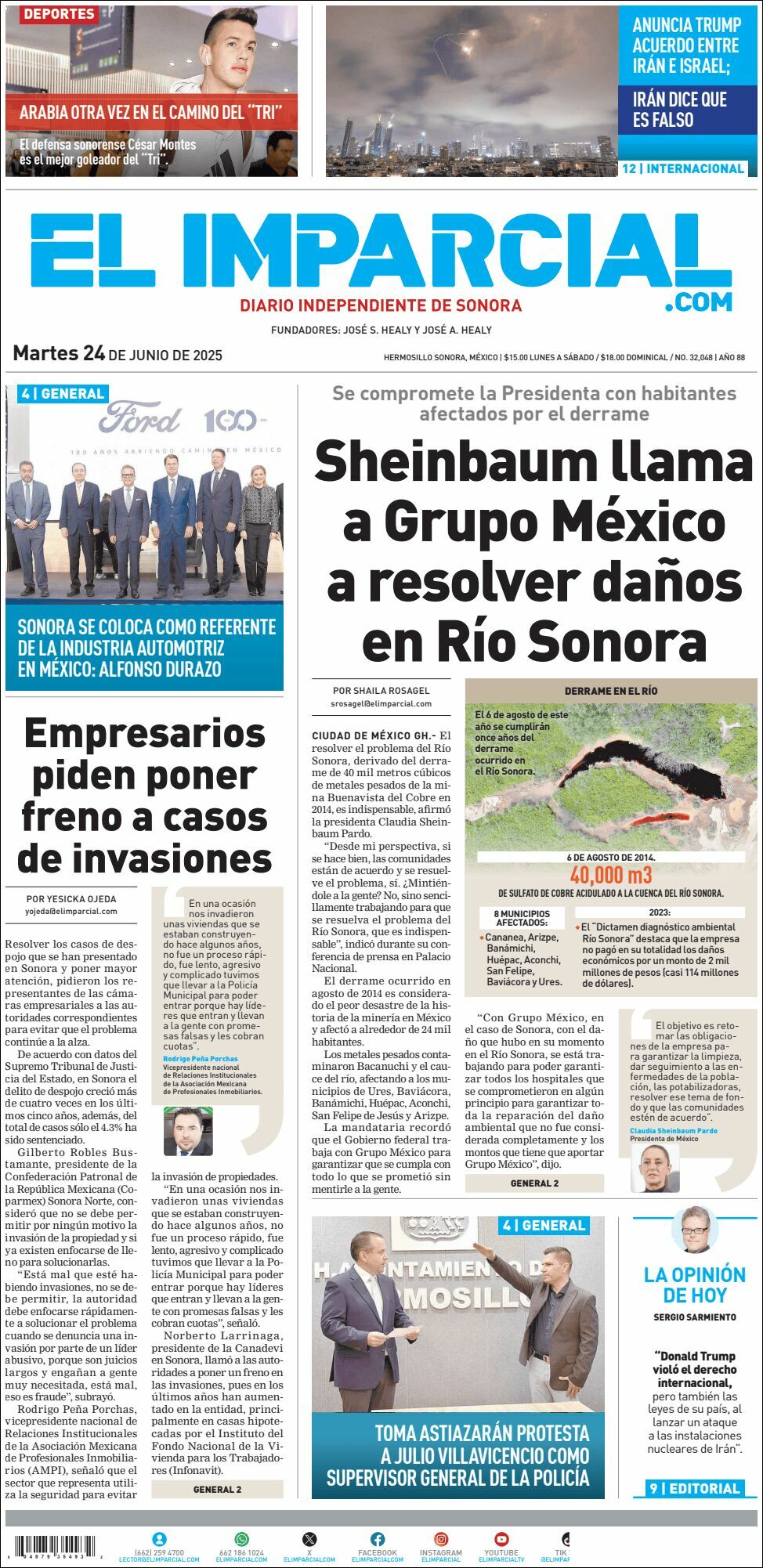 El Imparcial, edición del martes 24 de junio de 2025 El Imparcial, edición del martes 24 de junio de 2025