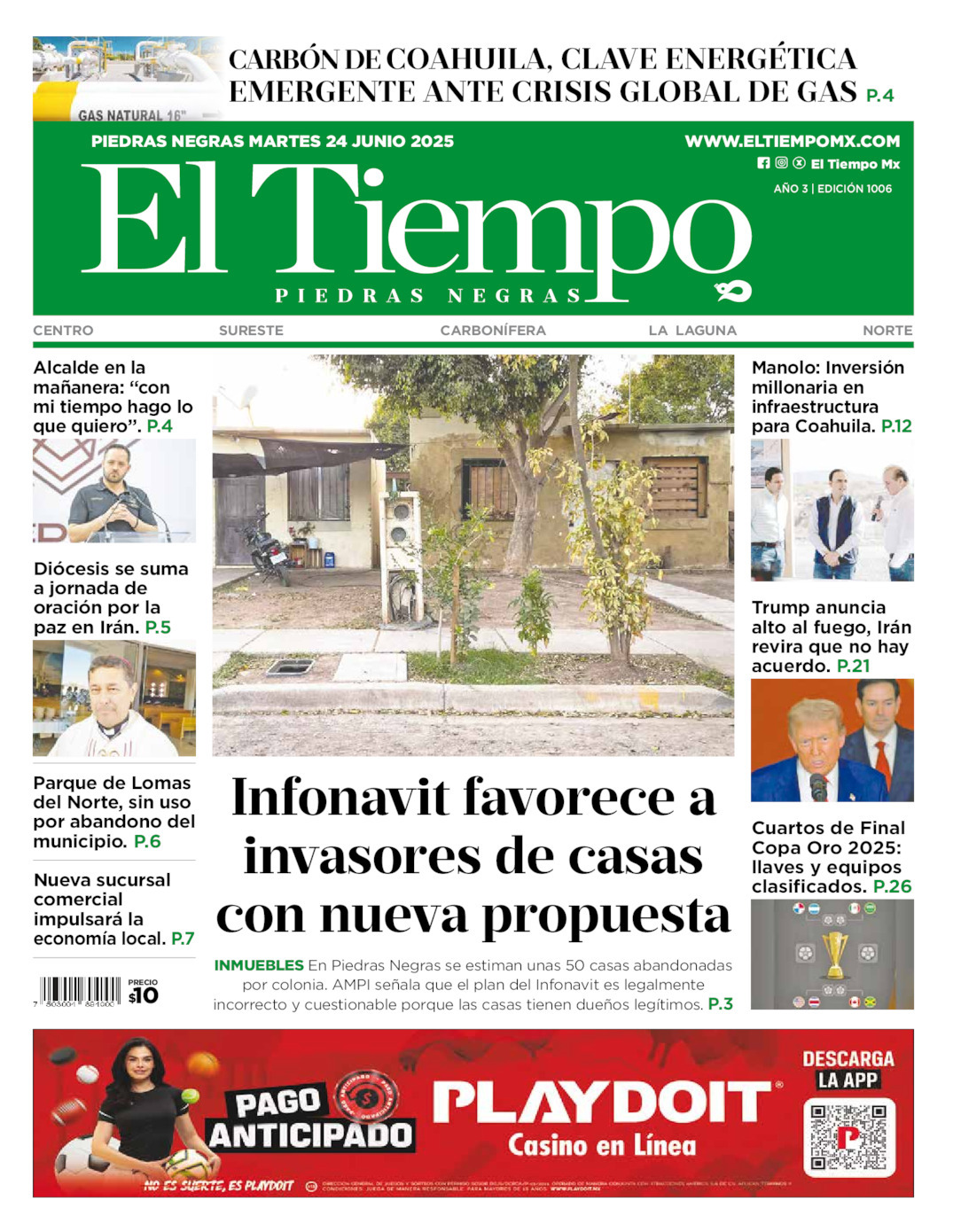El Tiempo Piedras Negras, edición del martes 24 de junio de 2025 El Tiempo Piedras Negras, edición del martes 24 de junio de 2025