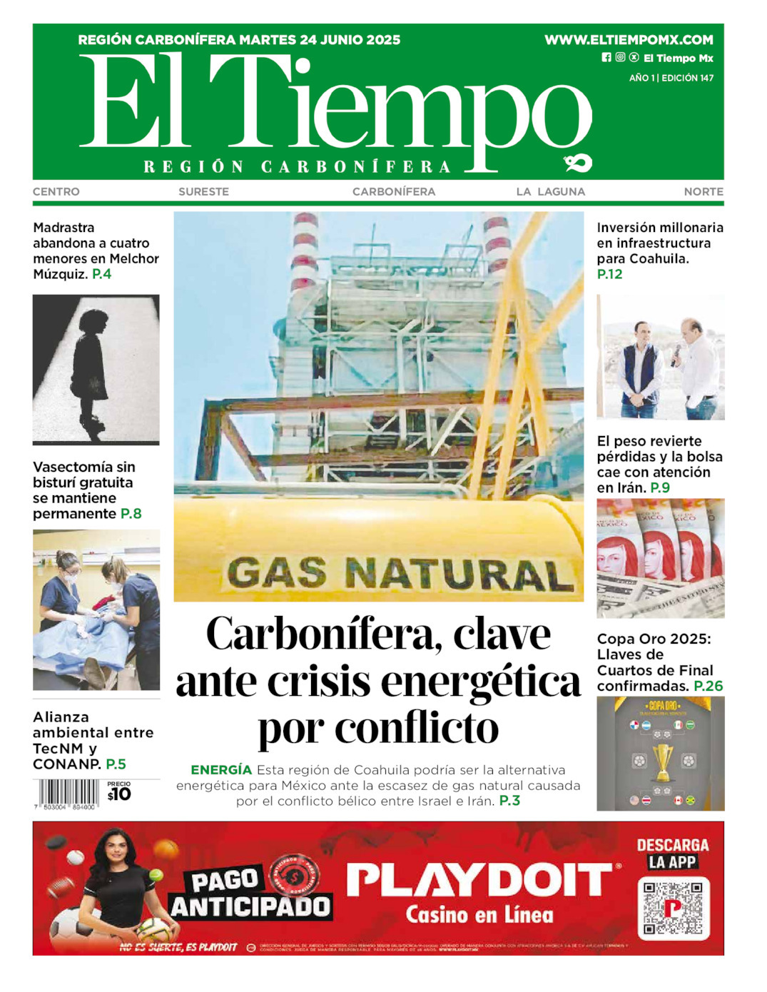 El Tiempo Región Carbonífera, edición del martes 24 de junio de 2025 El Tiempo Región Carbonífera, edición del martes 24 de junio de 2025
