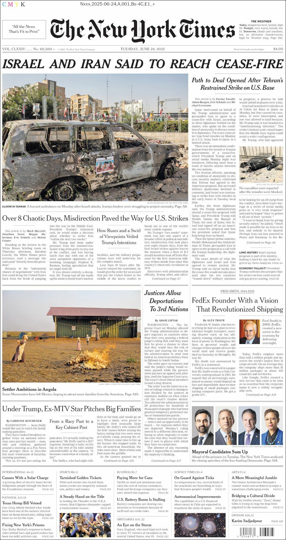 The New York Times, edición del martes 24 de junio de 2025 The New York Times, edición del martes 24 de junio de 2025