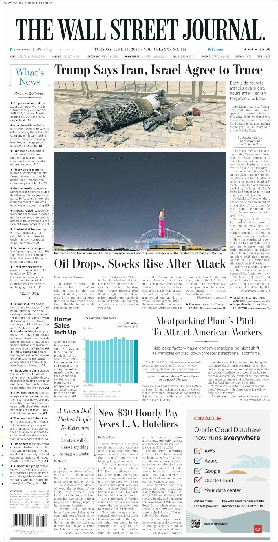 The Wall Street Journal, edición del martes 24 de junio de 2025 The Wall Street Journal, edición del martes 24 de junio de 2025