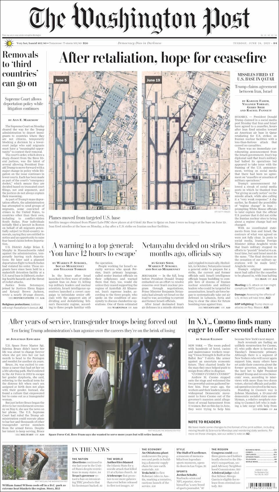 The Washington Post, edición del martes 24 de junio de 2025 The Washington Post, edición del martes 24 de junio de 2025