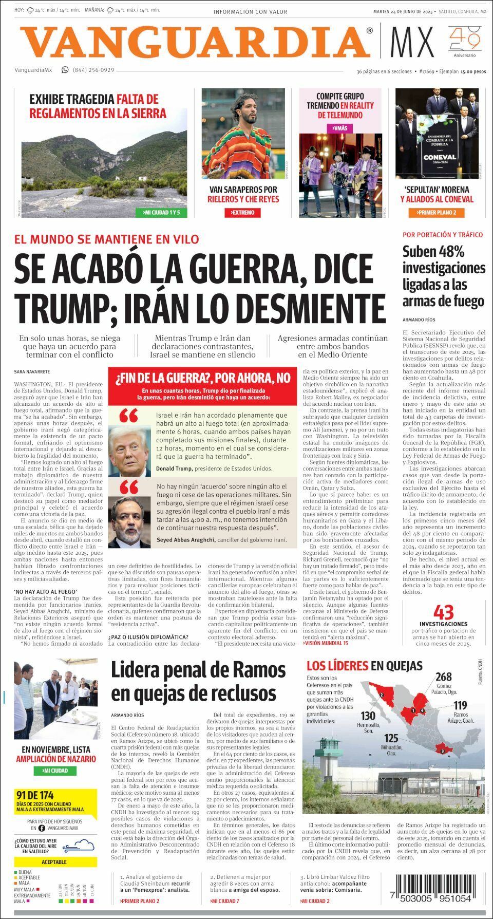 Vanguardia, edición del martes 24 de junio de 2025 Vanguardia, edición del martes 24 de junio de 2025