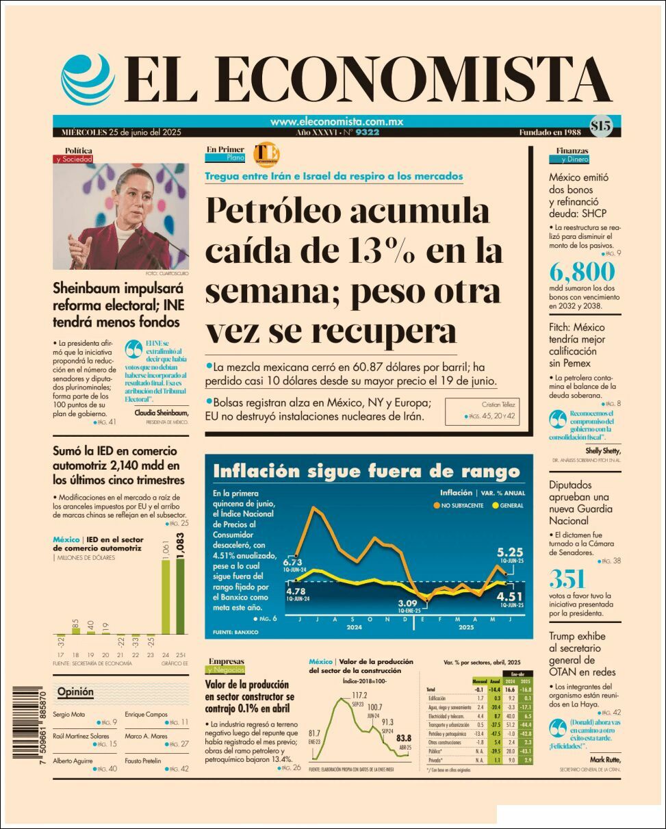 El Economista, edición del miércoles 25 de junio de 2025 El Economista, edición del miércoles 25 de junio de 2025