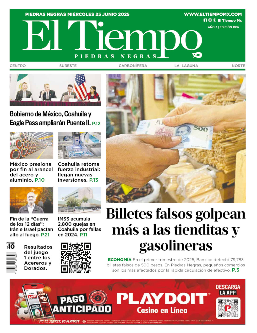 El Tiempo Piedras Negras, edición del miércoles 25 de junio de 2025 El Tiempo Piedras Negras, edición del miércoles 25 de junio de 2025
