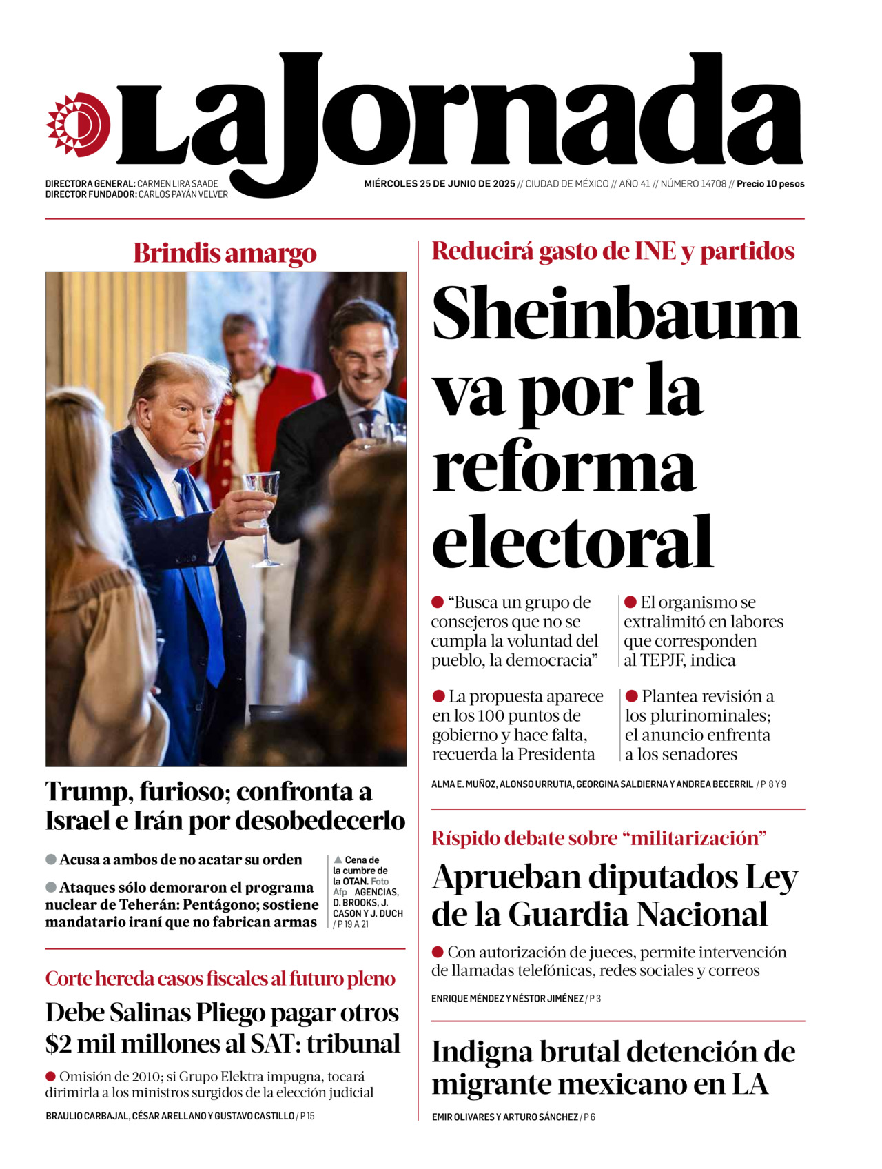 La Jornada, edición del miércoles 25 de junio de 2025 La Jornada, edición del miércoles 25 de junio de 2025