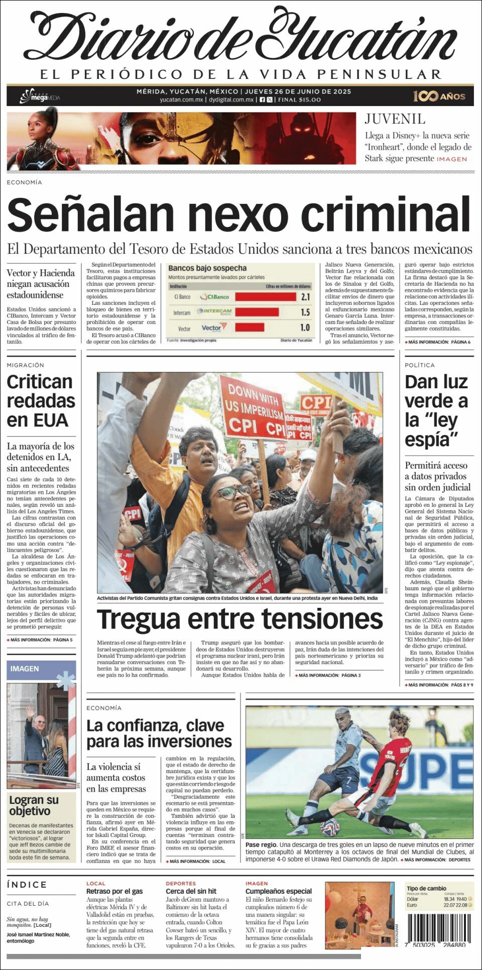 El Diario de Yucatán, edición del jueves 26 de junio de 2025 El Diario de Yucatán, edición del jueves 26 de junio de 2025