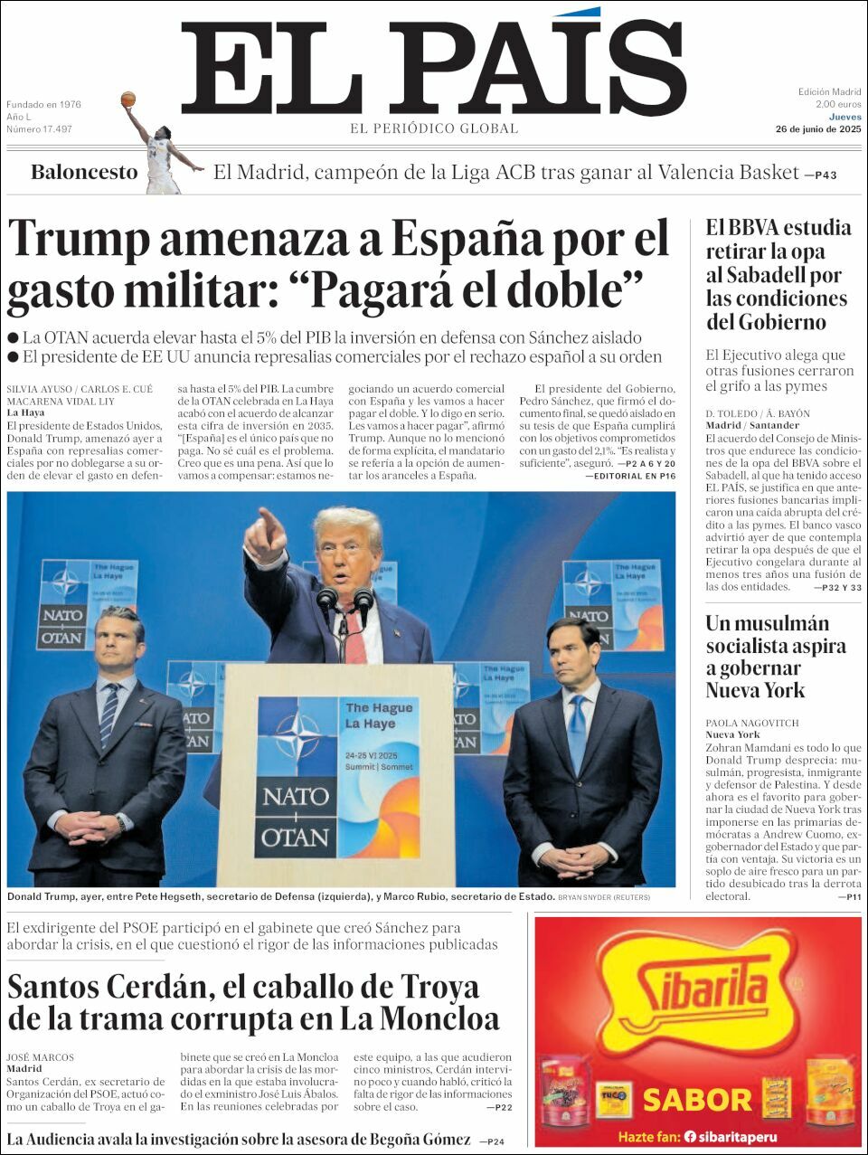 El País, edición del jueves 26 de junio de 2025 El País, edición del jueves 26 de junio de 2025