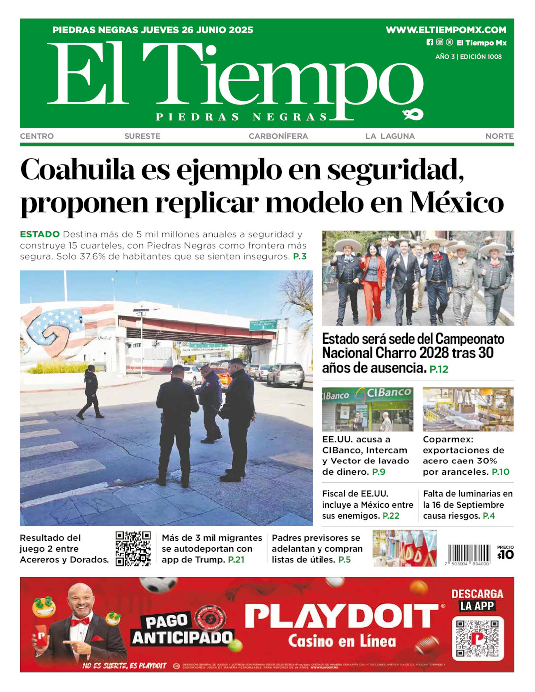 El Tiempo Piedras Negras, edición del jueves 26 de junio de 2025 El Tiempo Piedras Negras, edición del jueves 26 de junio de 2025
