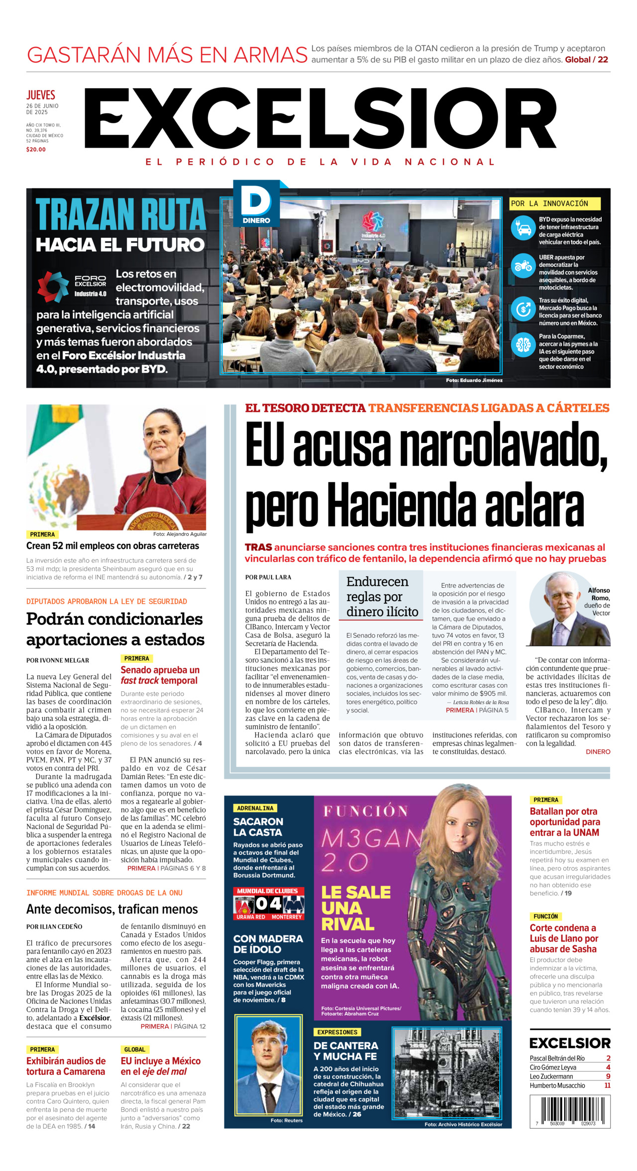 Excelsior, edición del jueves 26 de junio de 2025 Excelsior, edición del jueves 26 de junio de 2025
