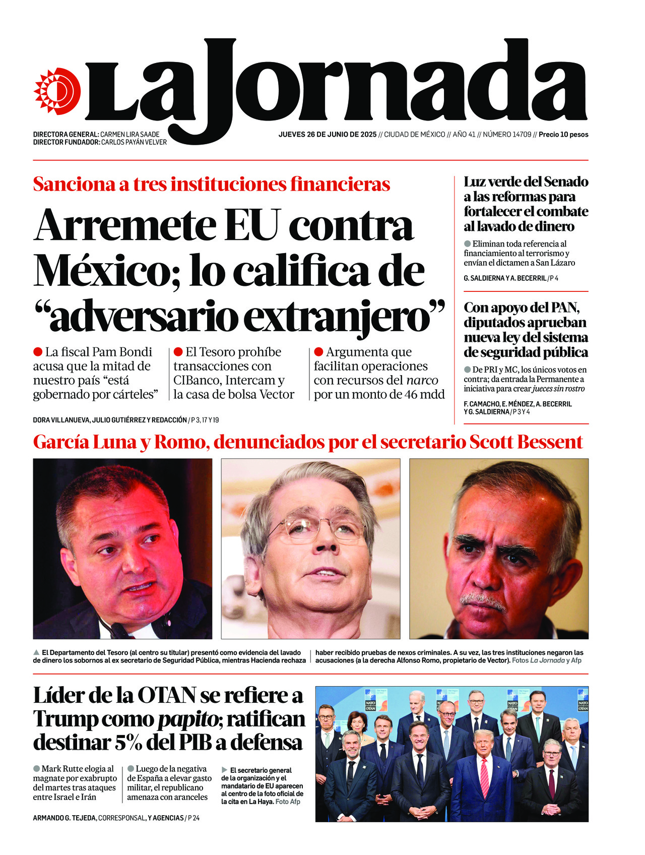 La Jornada, edición del jueves 26 de junio de 2025 La Jornada, edición del jueves 26 de junio de 2025