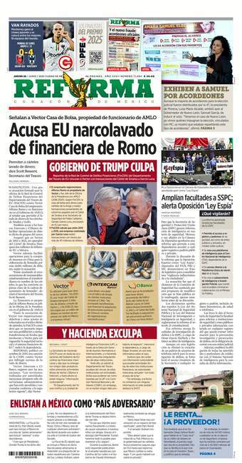 Reforma, edición del jueves 26 de junio de 2025 Reforma, edición del jueves 26 de junio de 2025