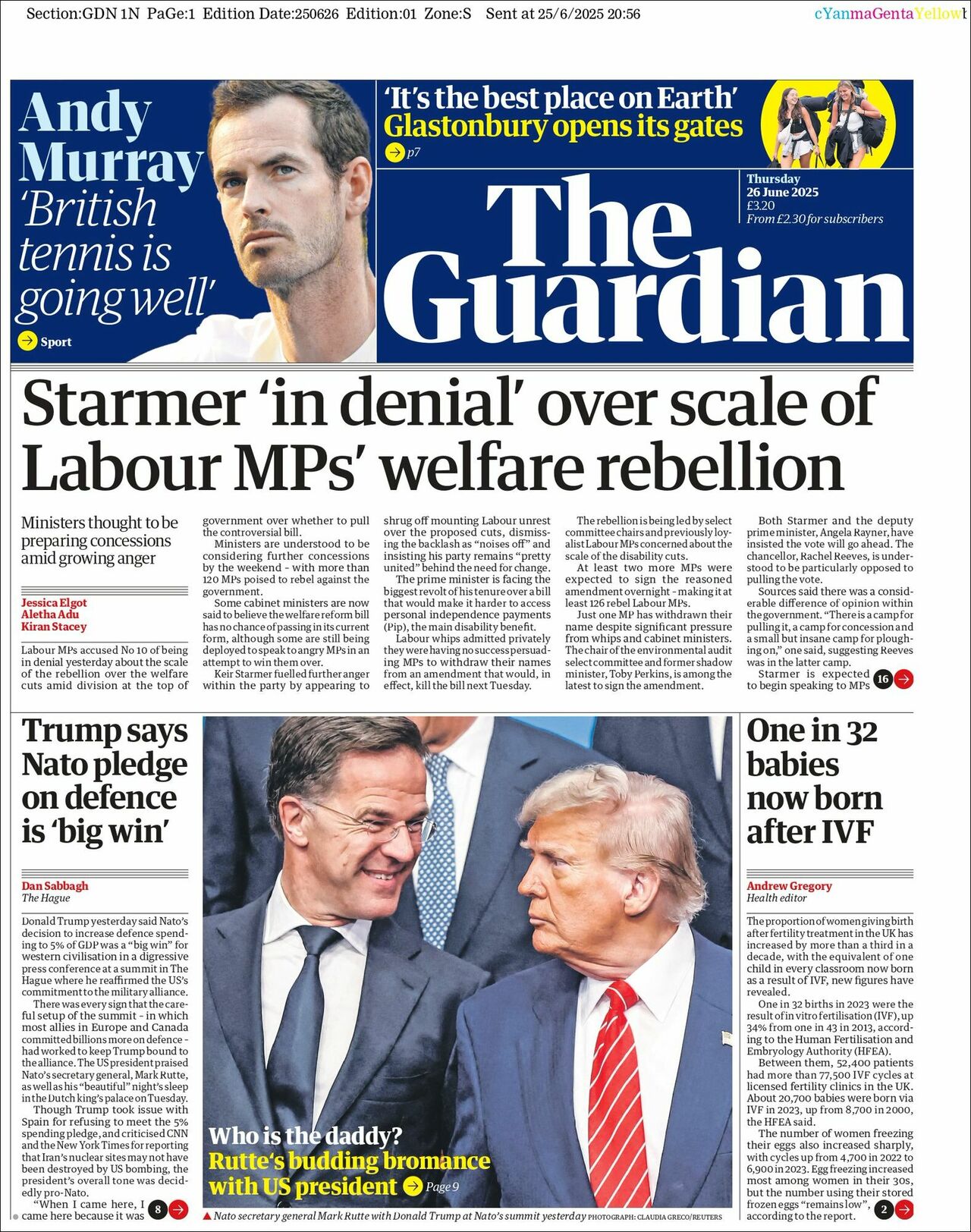 The Guardian, edición del jueves 26 de junio de 2025 The Guardian, edición del jueves 26 de junio de 2025
