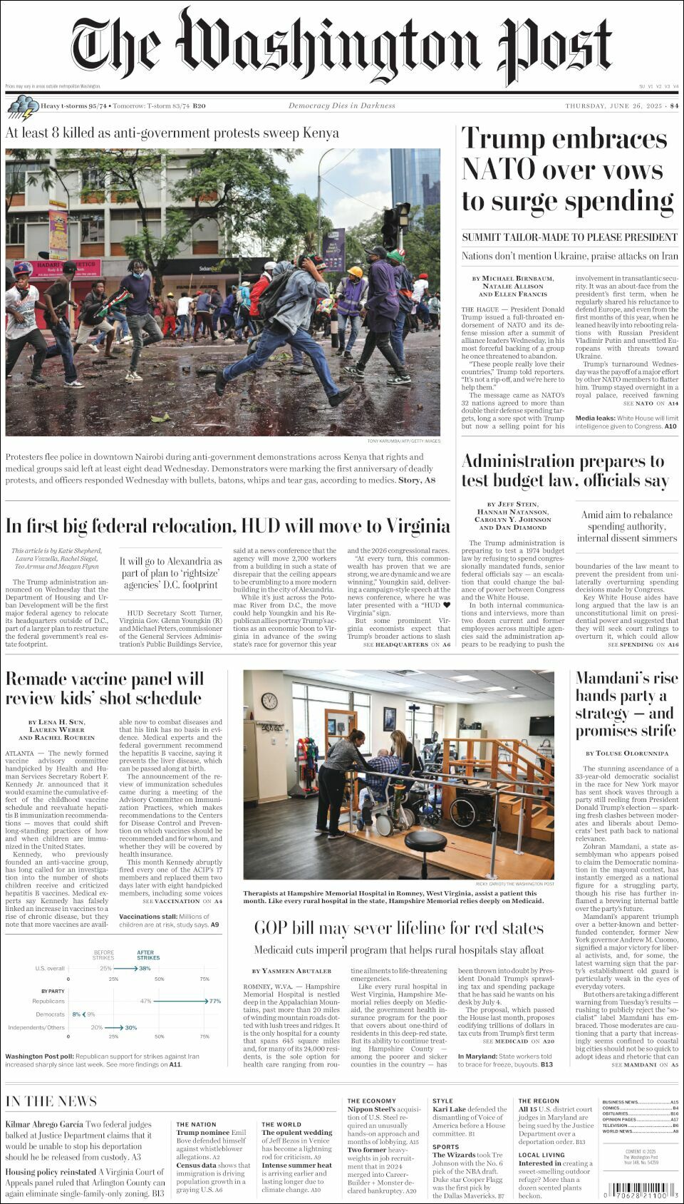 The Washington Post, edición del jueves 26 de junio de 2025 The Washington Post, edición del jueves 26 de junio de 2025