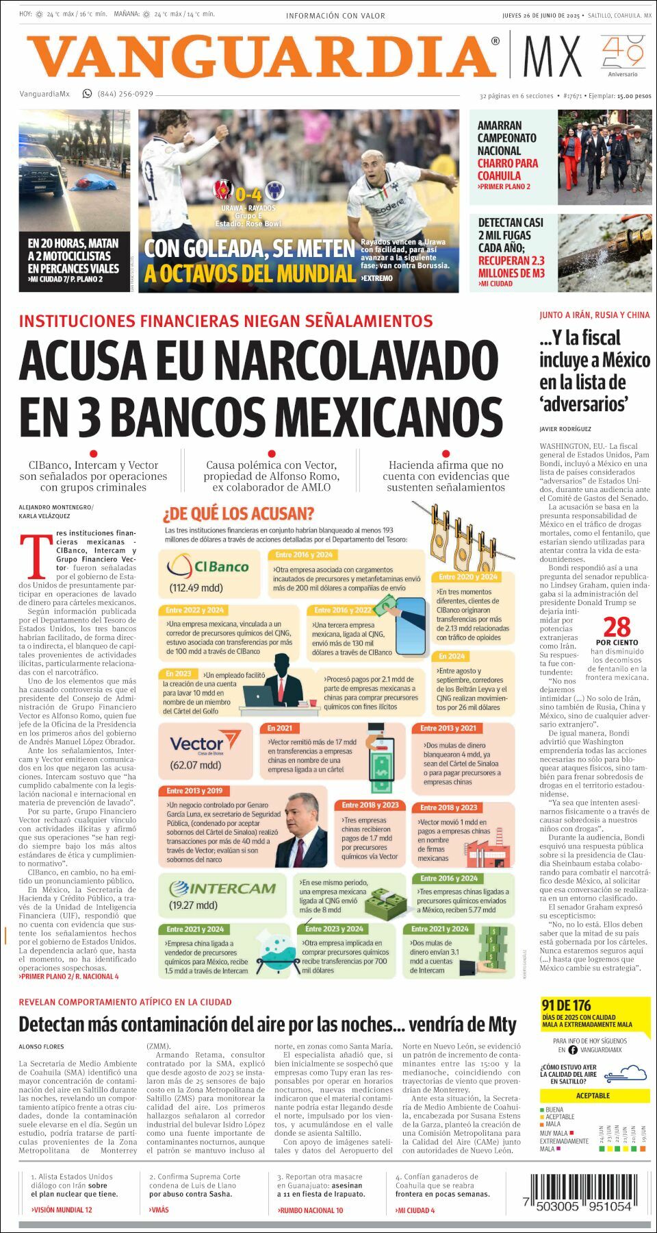 Vanguardia, edición del jueves 26 de junio de 2025 Vanguardia, edición del jueves 26 de junio de 2025