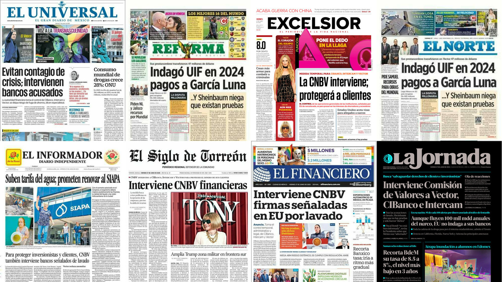 Portadas de periódicos impresos más importantes de México hoy