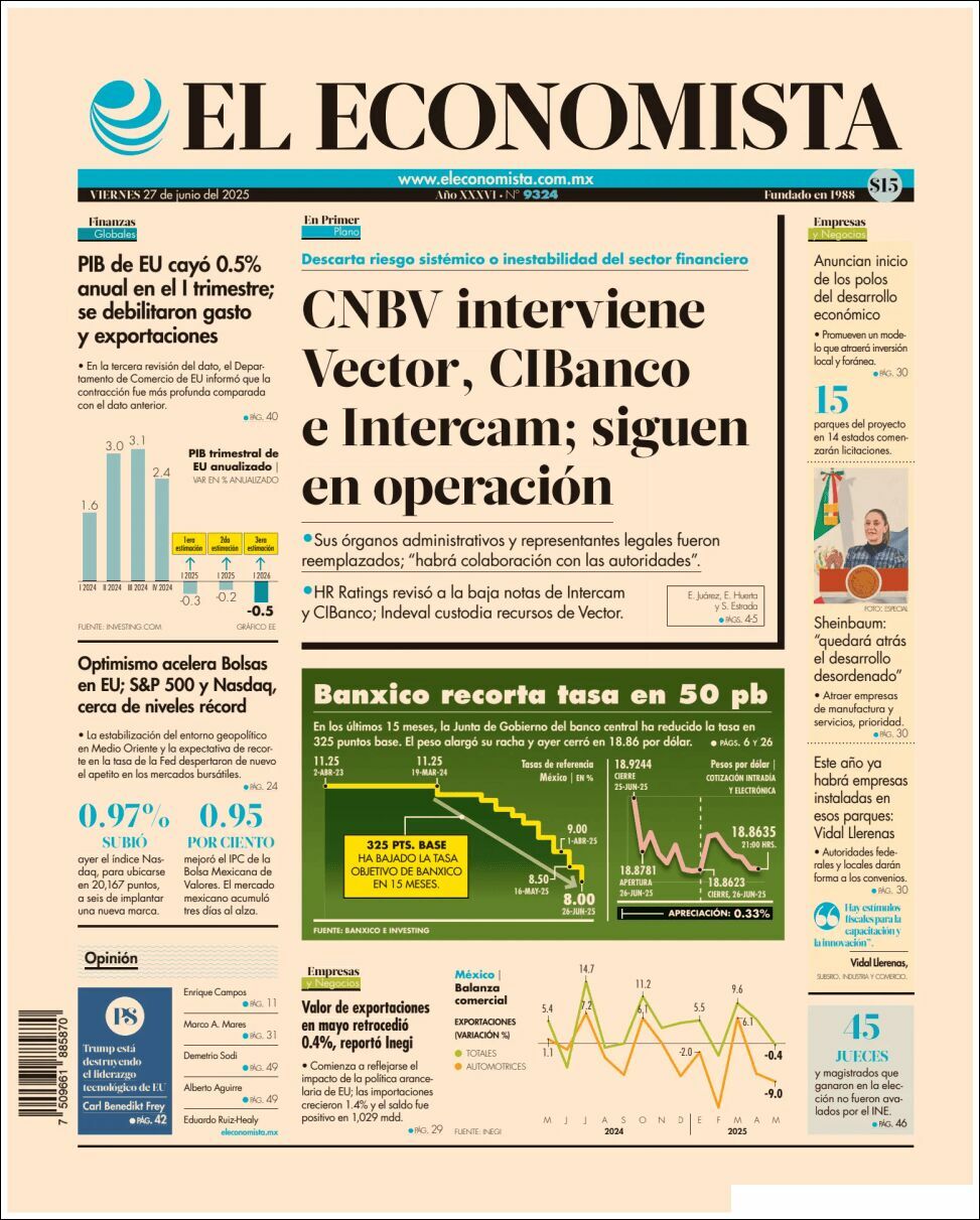 El Economista, edición del viernes 27 de junio de 2025 El Economista, edición del viernes 27 de junio de 2025