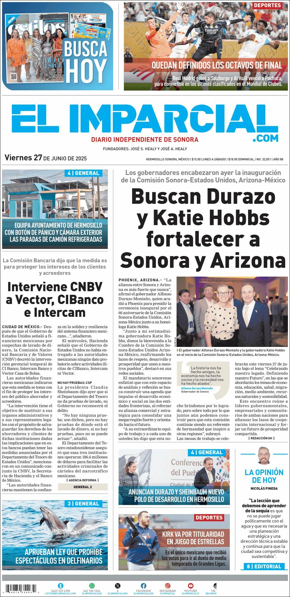 El Imparcial, edición del viernes 27 de junio de 2025 El Imparcial, edición del viernes 27 de junio de 2025