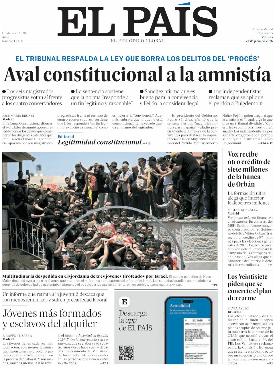 El País, edición del viernes 27 de junio de 2025 El País, edición del viernes 27 de junio de 2025