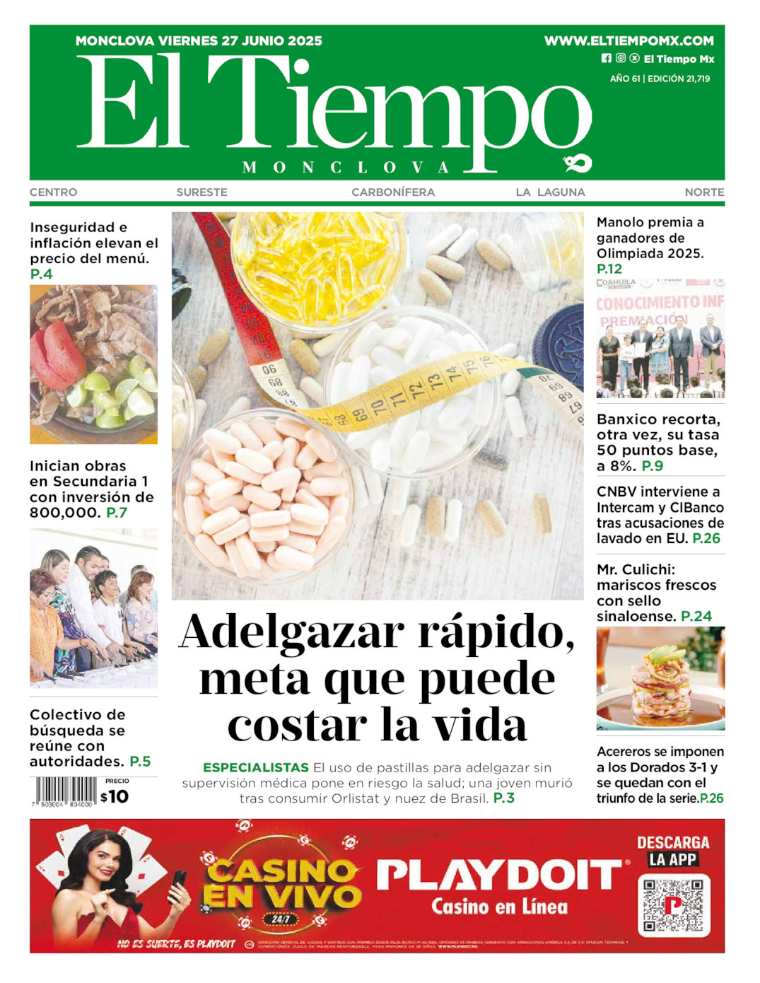 El Tiempo Monclova, edición del viernes 27 de junio de 2025 El Tiempo Monclova, edición del viernes 27 de junio de 2025