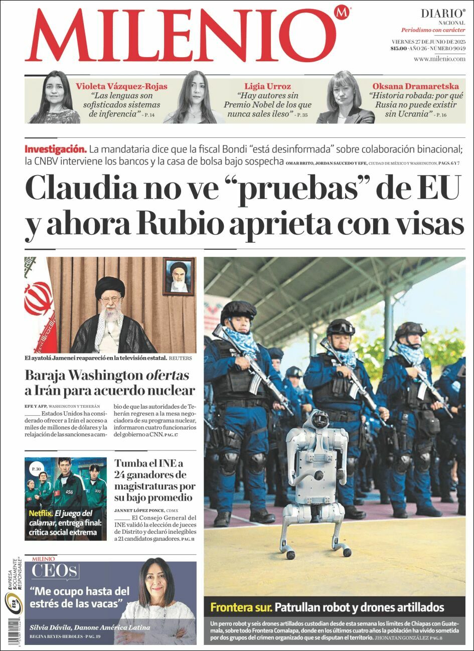 Milenio, edición del viernes 27 de junio de 2025 Milenio, edición del viernes 27 de junio de 2025