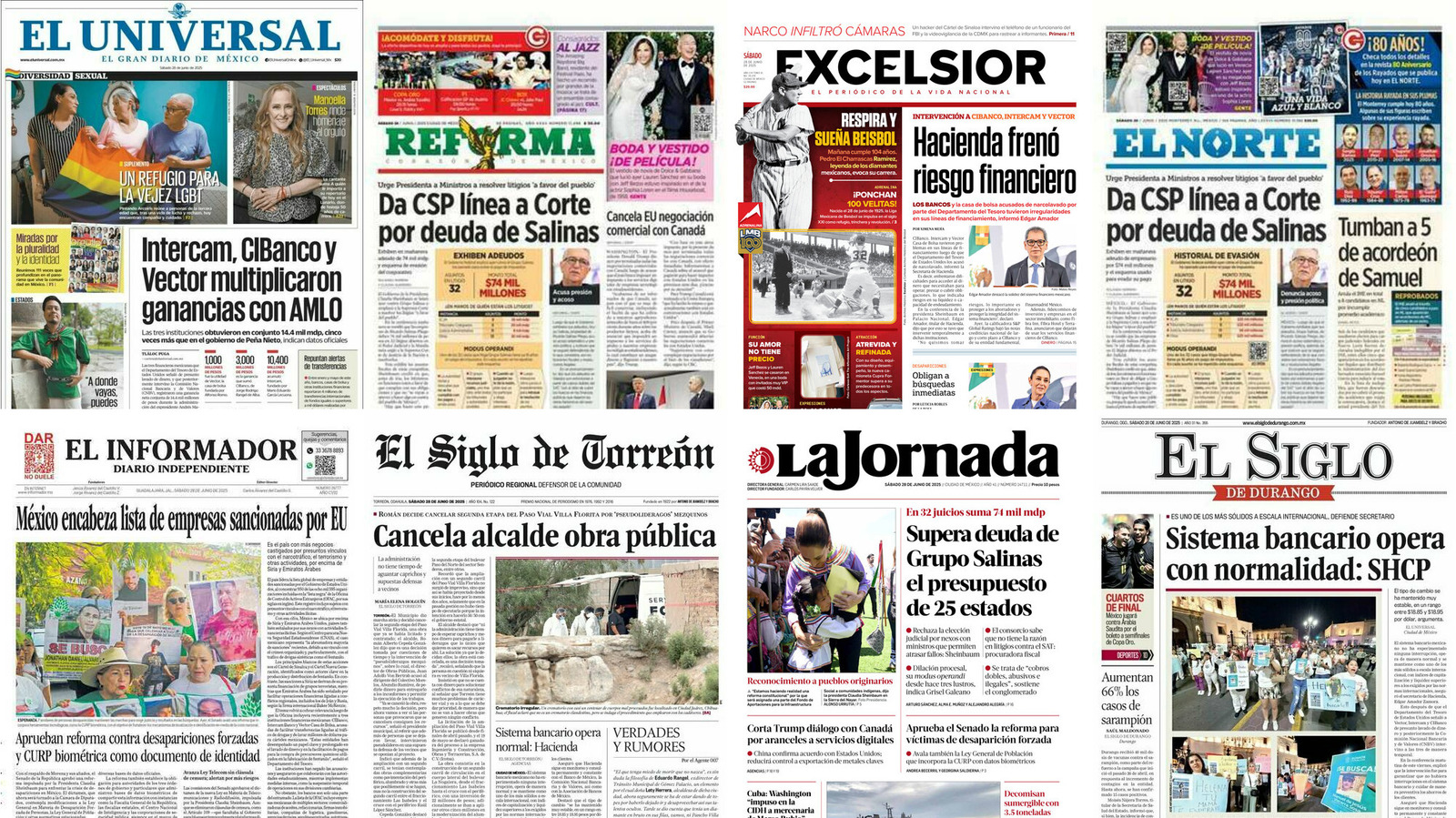Portadas de periódicos impresos más importantes de México hoy