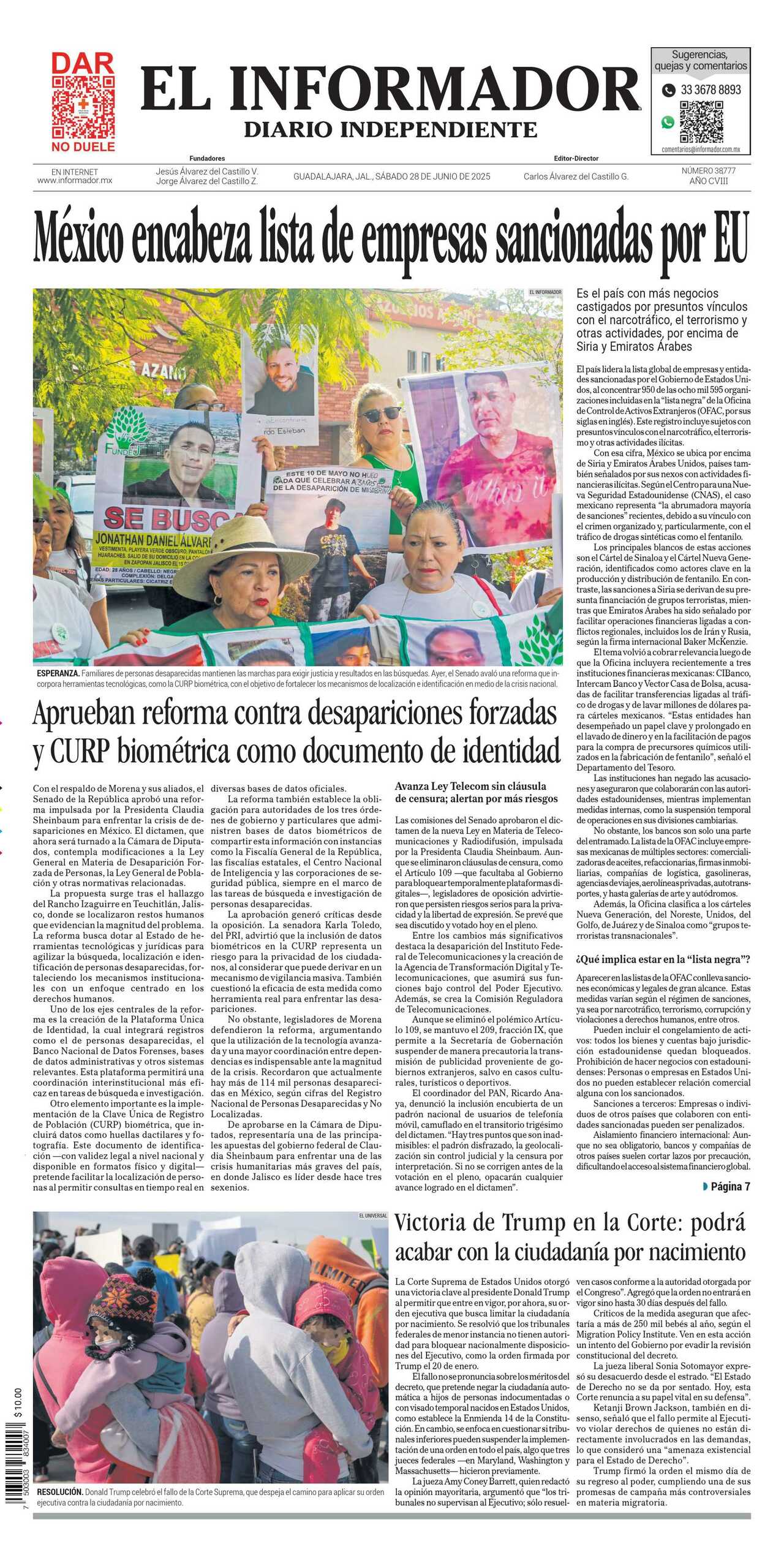 El Informador, edición del sábado 28 de junio de 2025 El Informador, edición del sábado 28 de junio de 2025