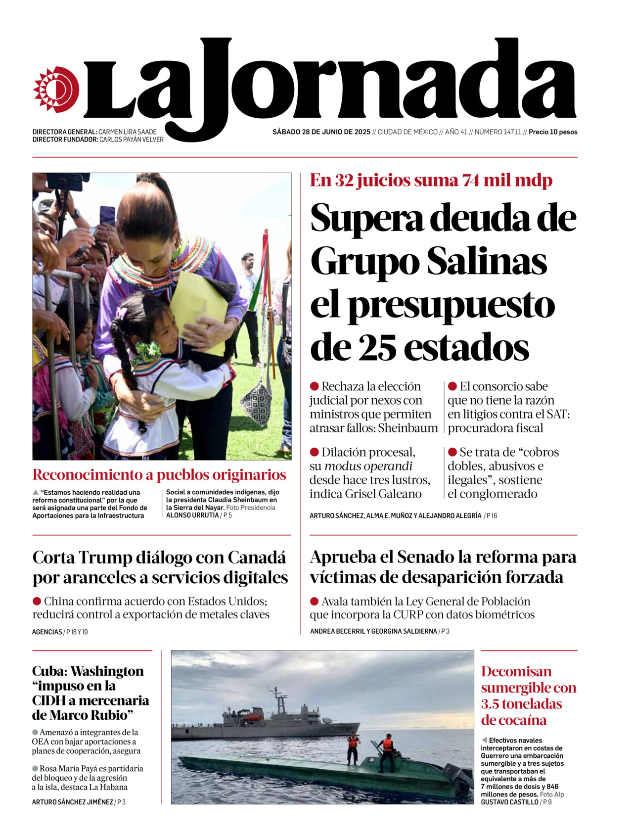 La Jornada, edición del sábado 28 de junio de 2025 La Jornada, edición del sábado 28 de junio de 2025