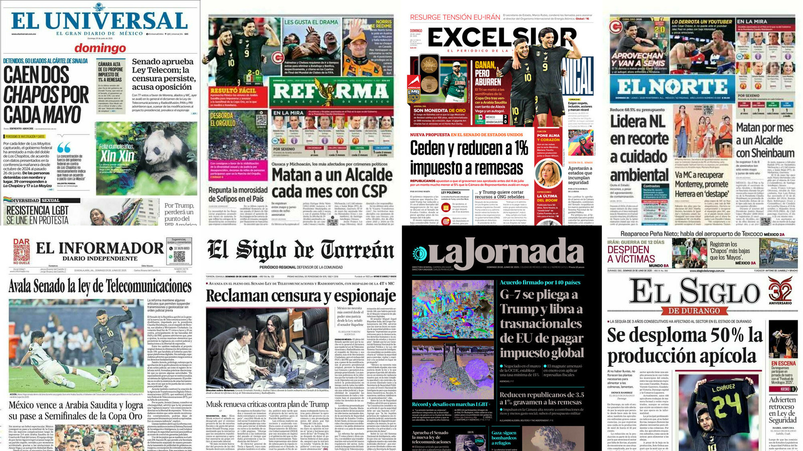 Portadas de periódicos impresos más importantes de México hoy