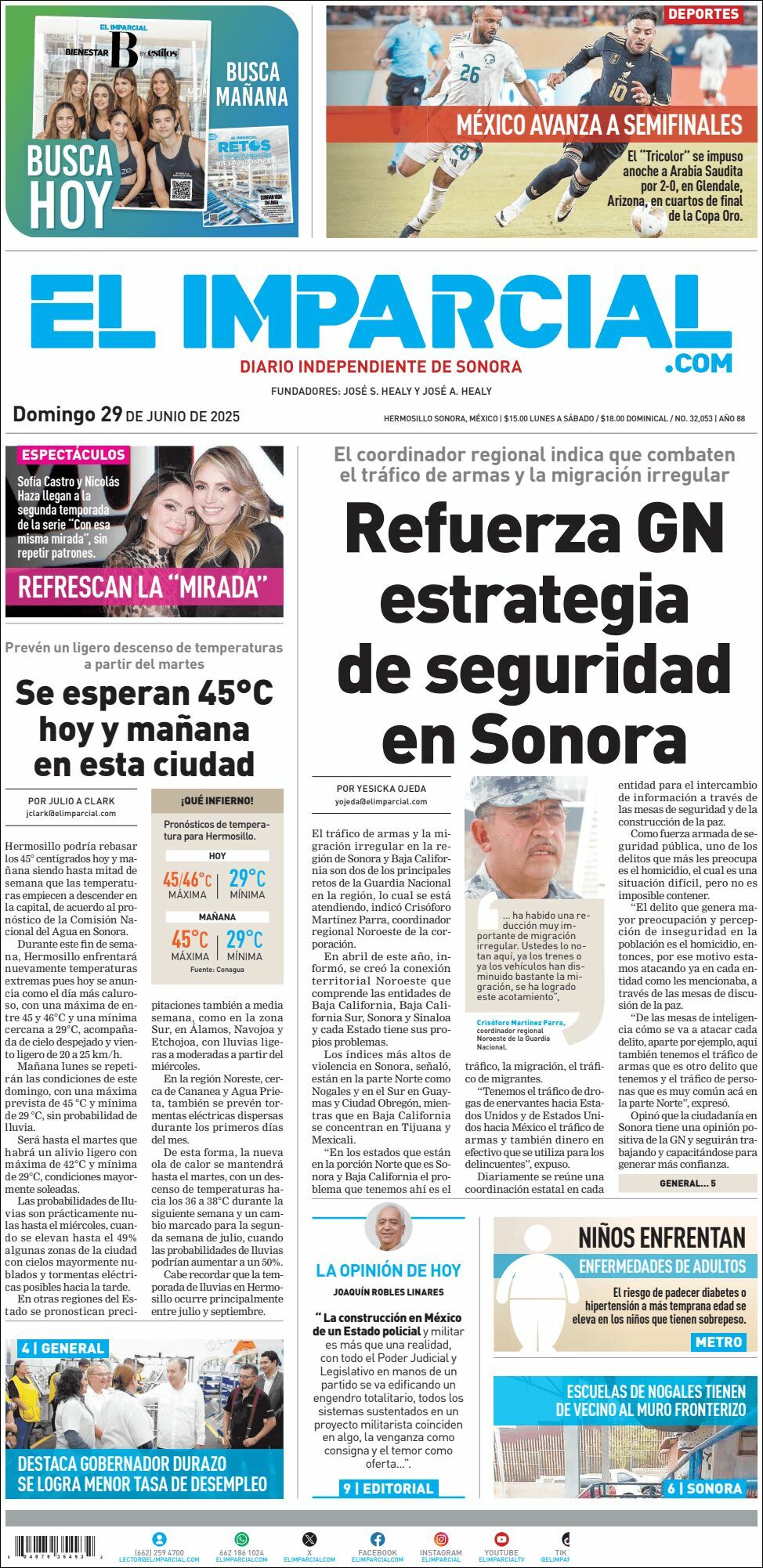El Imparcial, edición del domingo 29 de junio de 2025 El Imparcial, edición del domingo 29 de junio de 2025