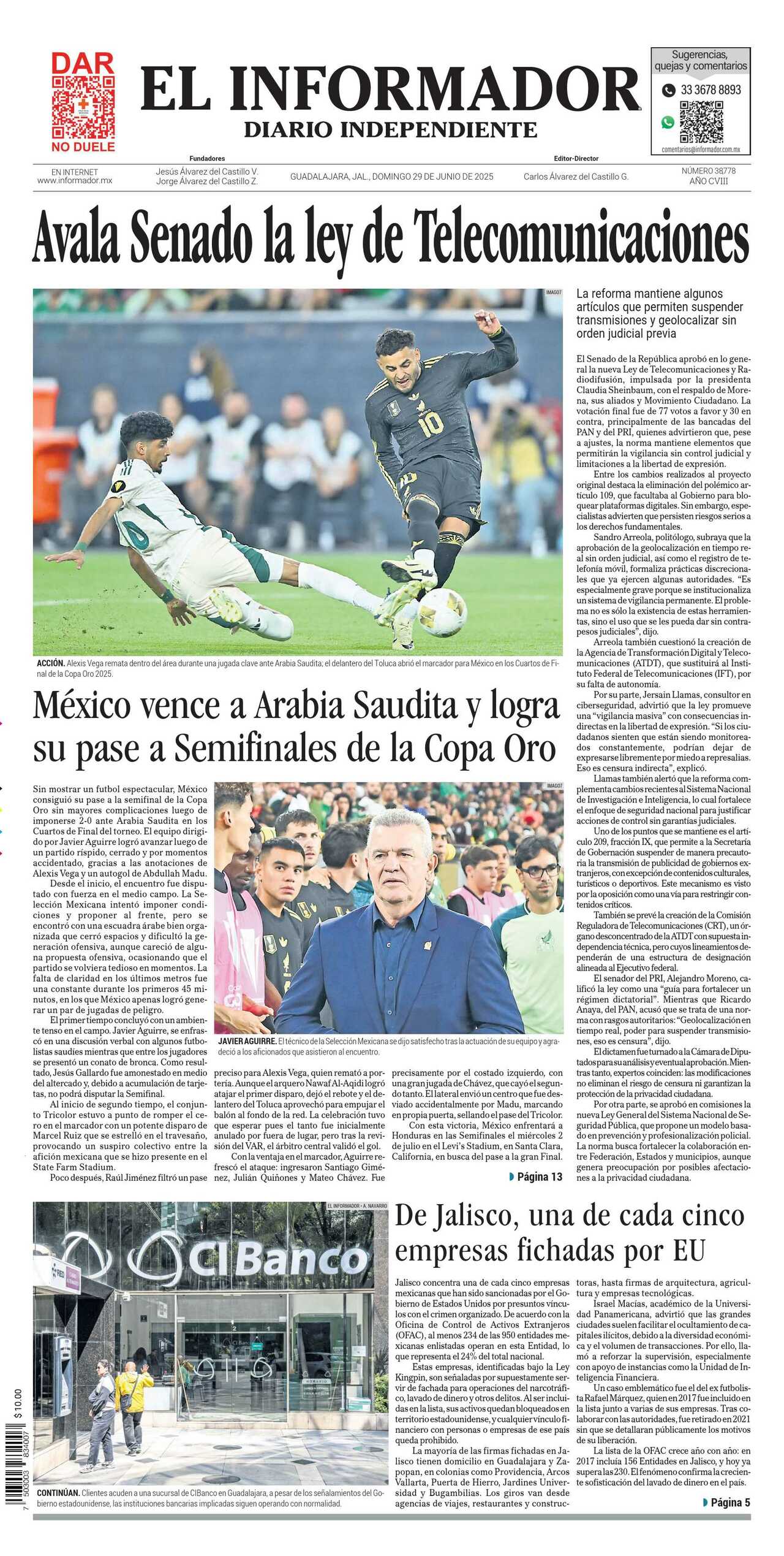 El Informador, edición del domingo 29 de junio de 2025 El Informador, edición del domingo 29 de junio de 2025