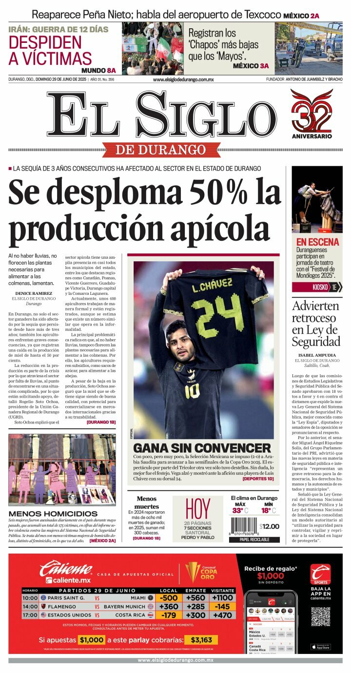 El Siglo de Durango, edición del domingo 29 de junio de 2025 El Siglo de Durango, edición del domingo 29 de junio de 2025