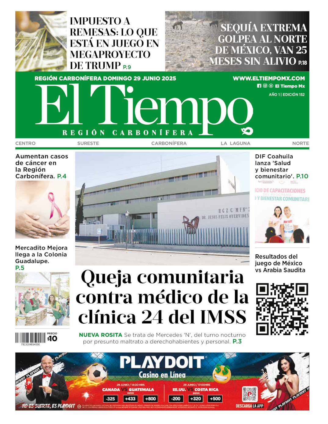 El Tiempo Región Carbonífera, edición del domingo 29 de junio de 2025 El Tiempo Región Carbonífera, edición del domingo 29 de junio de 2025