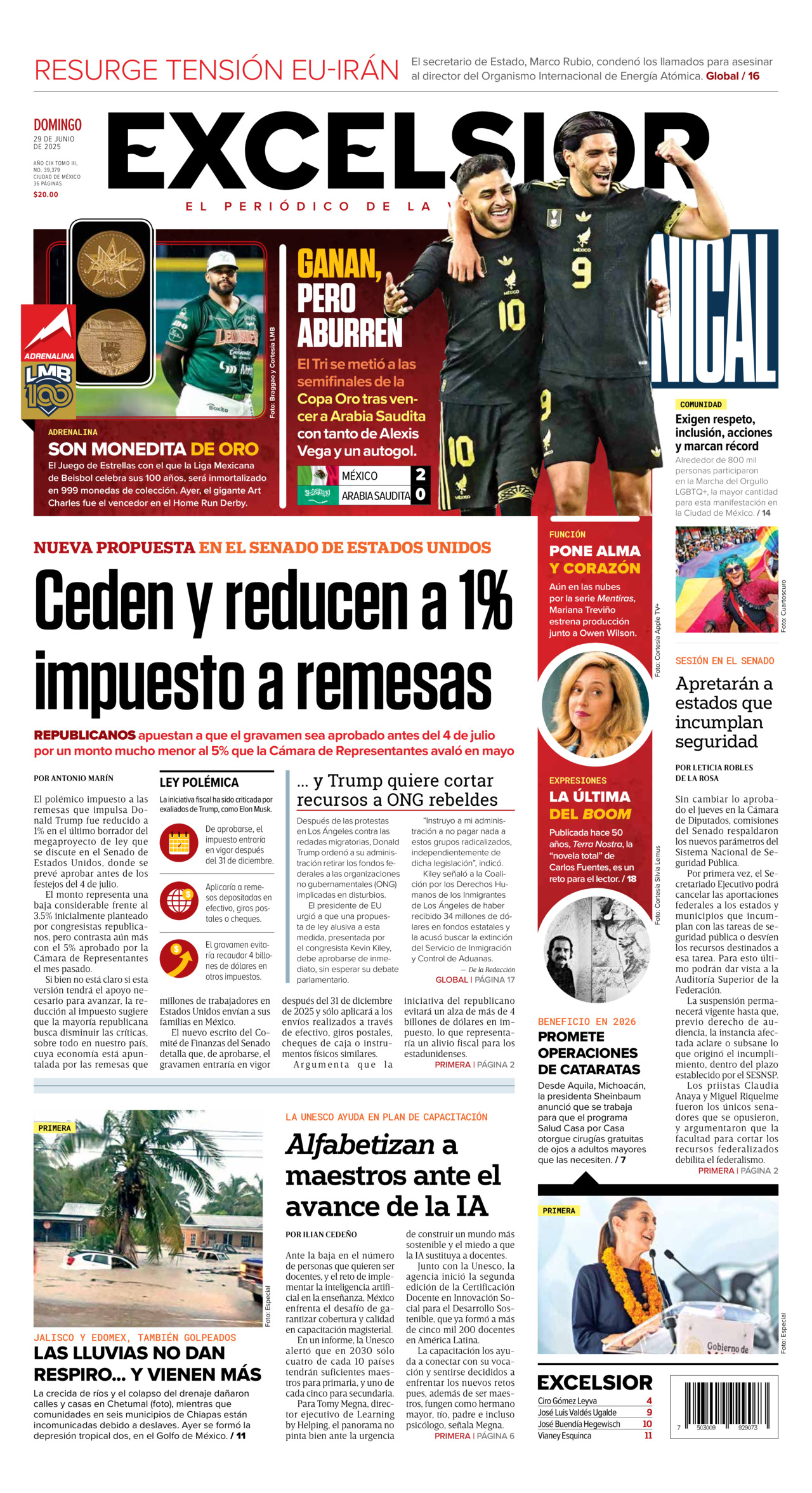 Excelsior, edición del domingo 29 de junio de 2025 Excelsior, edición del domingo 29 de junio de 2025