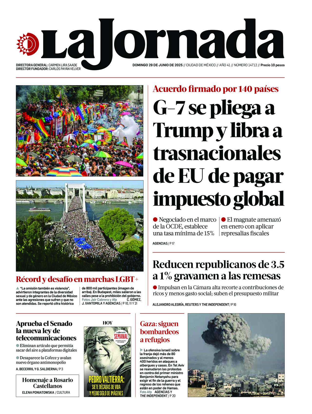 La Jornada, edición del domingo 29 de junio de 2025 La Jornada, edición del domingo 29 de junio de 2025
