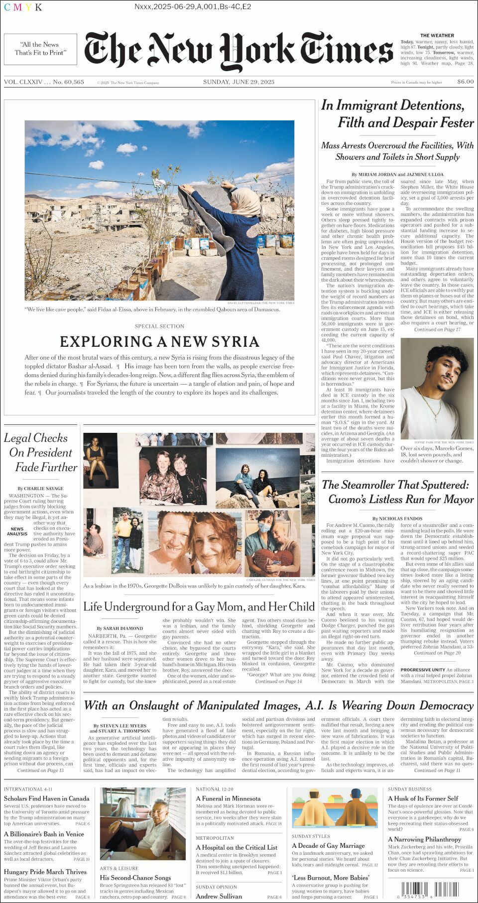 The New York Times, edición del domingo 29 de junio de 2025 The New York Times, edición del domingo 29 de junio de 2025