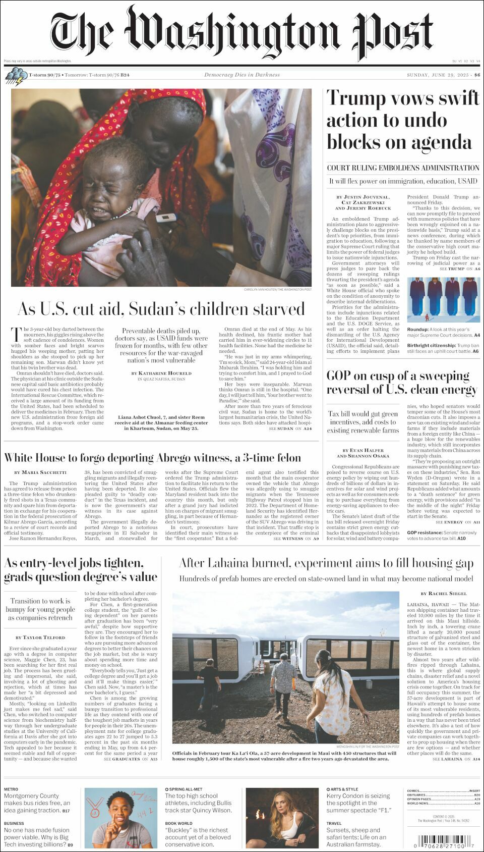 The Washington Post, edición del domingo 29 de junio de 2025 The Washington Post, edición del domingo 29 de junio de 2025