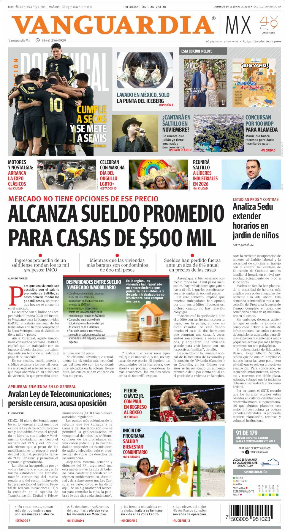 Vanguardia, edición del domingo 29 de junio de 2025 Vanguardia, edición del domingo 29 de junio de 2025
