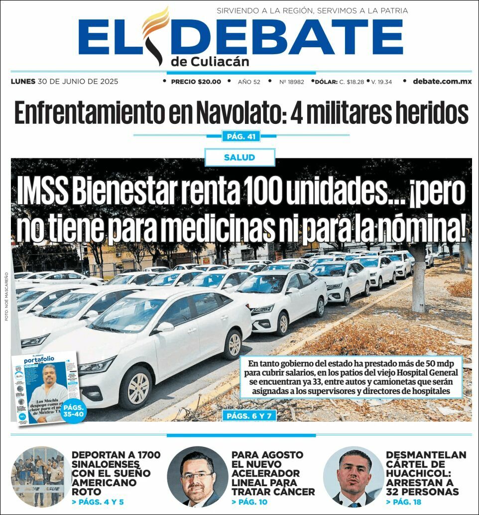 El Debate Culiacán, edición del lunes 30 de junio de 2025