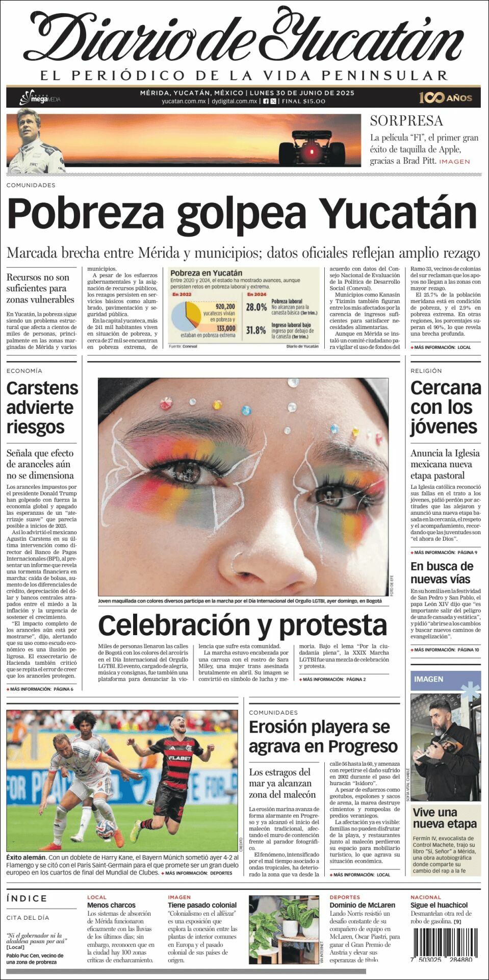 El Diario de Yucatán, edición del lunes 30 de junio de 2025