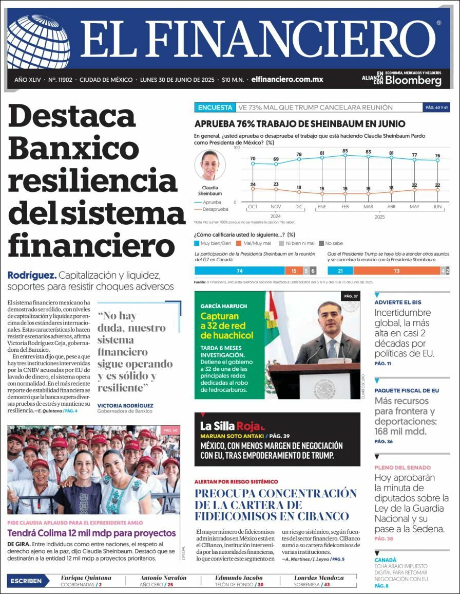 El Financiero, edición del lunes 30 de junio de 2025