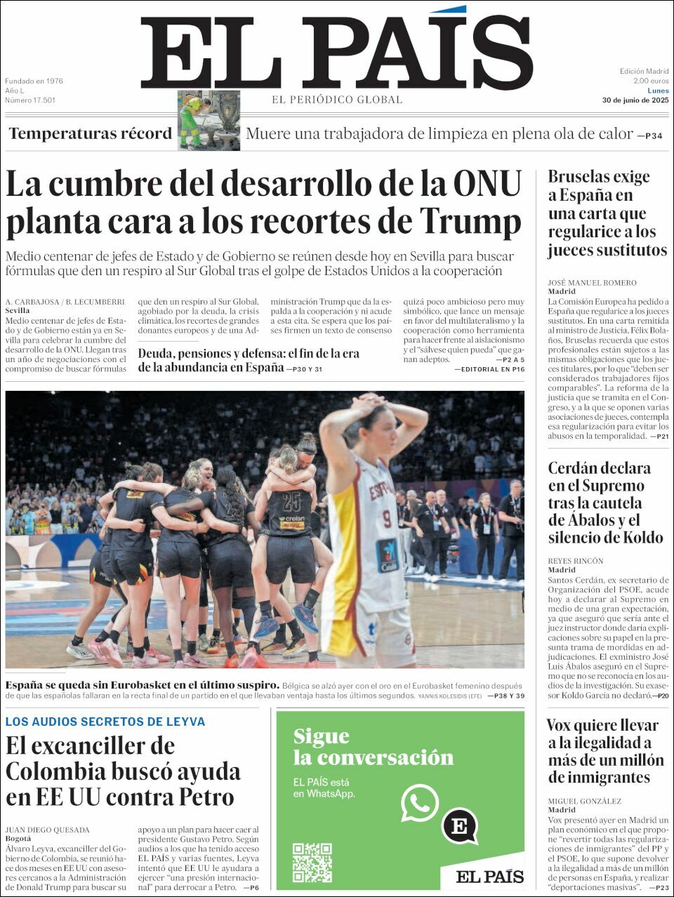 El País, edición del lunes 30 de junio de 2025