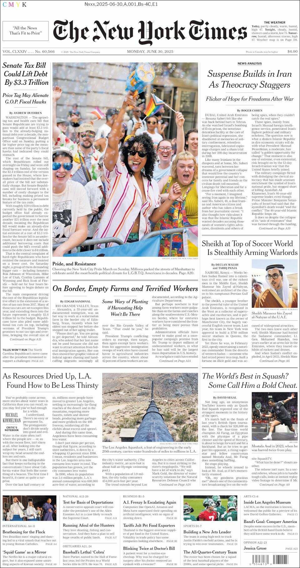 The New York Times, edición del lunes 30 de junio de 2025
